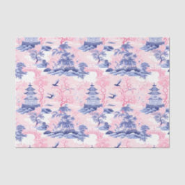 Chinoiserie Asiatische Landschaft Rosa Blau Dekora Seidenpapier