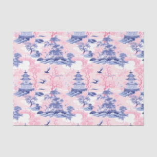 Chinoiserie Asiatische Landschaft Rosa Blau Dekora Seidenpapier