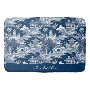 Chinoiserie Asiatische Landschaftsmalerei Blau Wei Badematte