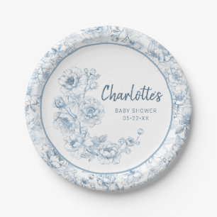 Chinoiserie-Baby-Party Pappteller – Staubblau