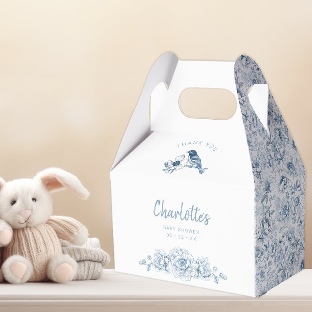 Chinoiserie Baby Showbox - Blue Floral Bi Geschenkschachtel (Dusty Blue Favor Box)