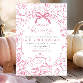 Chinoiserie Baby wird Tee Floral Baby Dusche Einladung