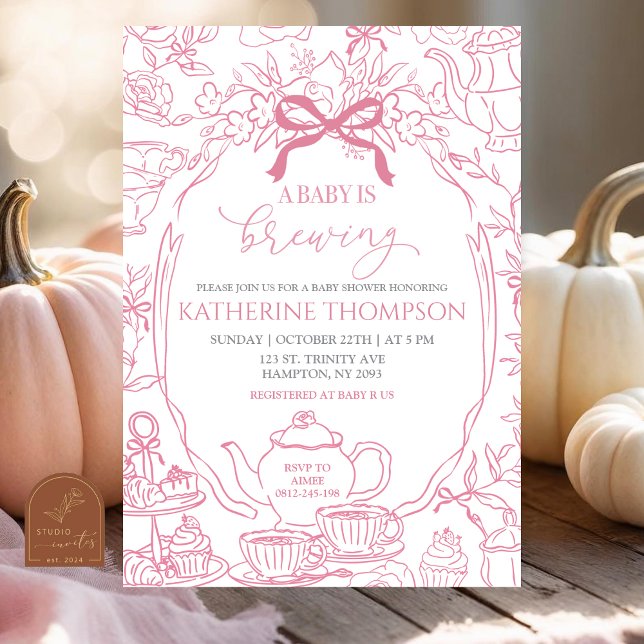 Chinoiserie Baby wird Tee Floral Baby Dusche Einladung (Von Creator hochgeladen)