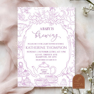 Chinoiserie Baby wird Tee Floral Baby Dusche Einladung