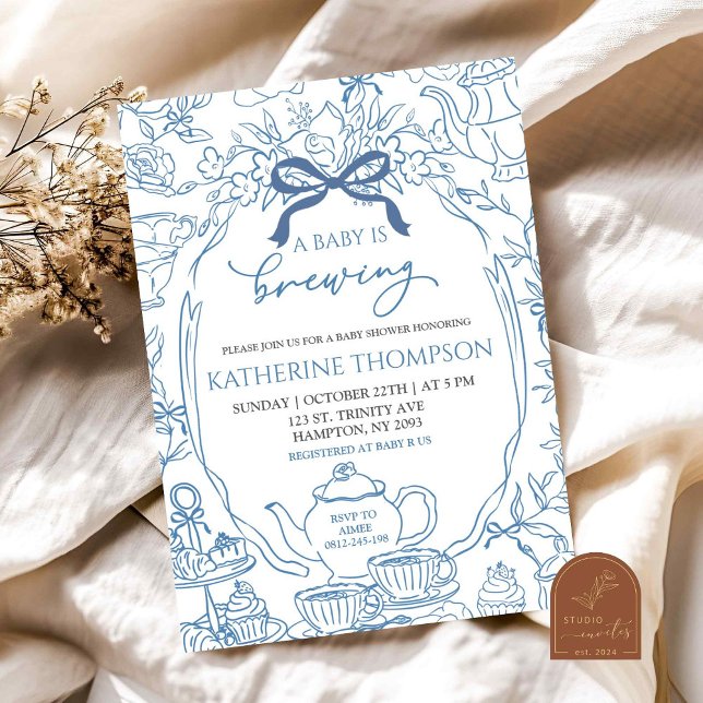 Chinoiserie Baby wird Tee Floral Baby Dusche Einladung (Von Creator hochgeladen)