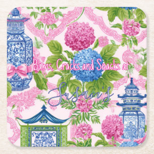 Chinoiserie Bams Cracks und Snacks benutzerdefinie Rechteckiger Pappuntersetzer