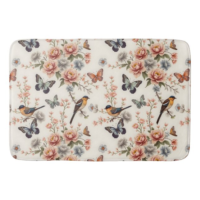 Chinoiserie Bird and Butterfly Harmonie Badematte (Vorderseite)