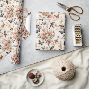 Chinoiserie Bird and Butterfly Harmonie Geschenkpapier
