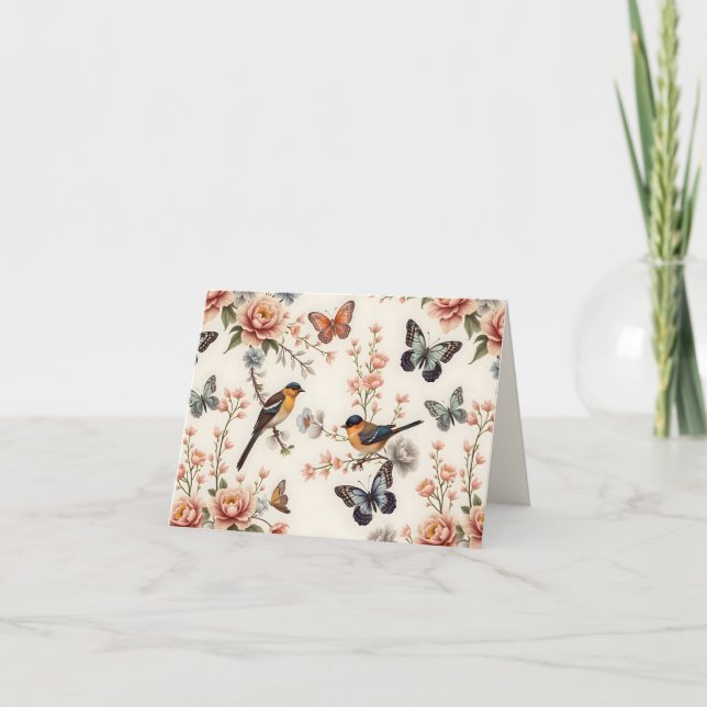 Chinoiserie Bird and Butterfly Harmonie Karte (Vorderseite)
