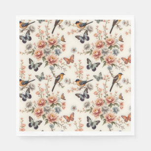 Chinoiserie Bird and Butterfly Harmonie Serviette