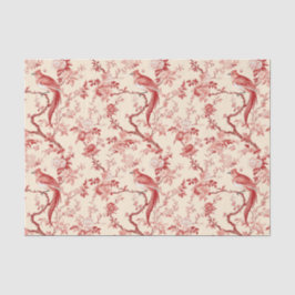 Chinoiserie Bird Asian Floral Red Pink Decoupage Seidenpapier