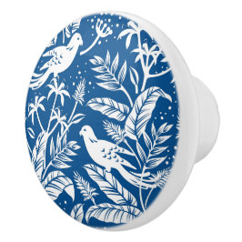 Chinoiserie Bird Blauen & Weiß Keramikknauf
