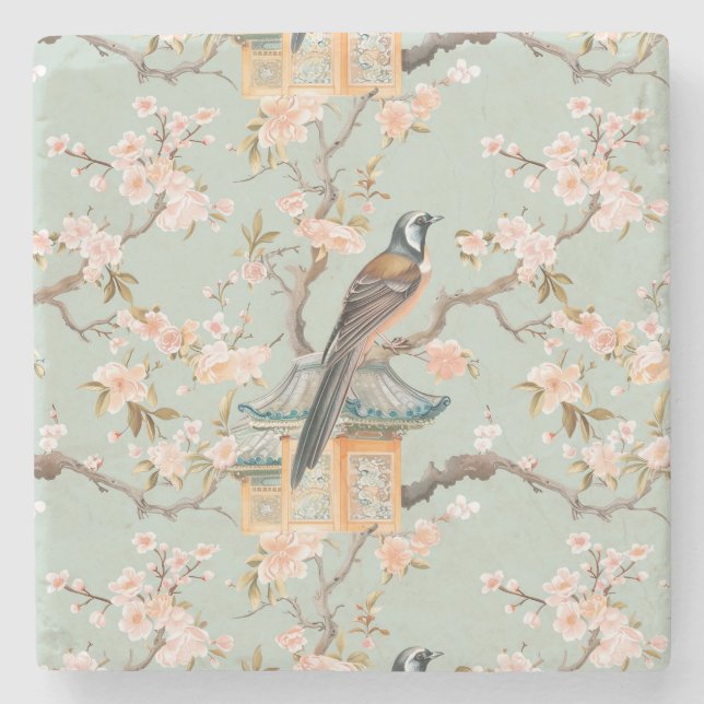 Chinoiserie Bird & Blossom Untersetzer (Vorderseite)