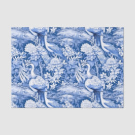 Chinoiserie Birds Blaues, weißes Gemälde Decoupage Seidenpapier
