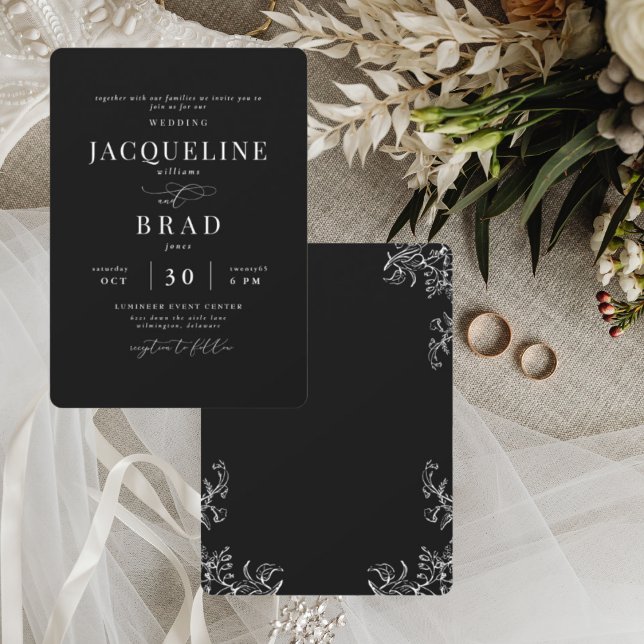 Chinoiserie Black Elegant No Parents Wedding II Einladung (Von Creator hochgeladen)