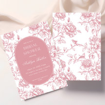 Chinoiserie blanche rose Invitation à la douche nu