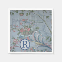 Chinoiserie Blau China Blumengarten Monogramm Rosa