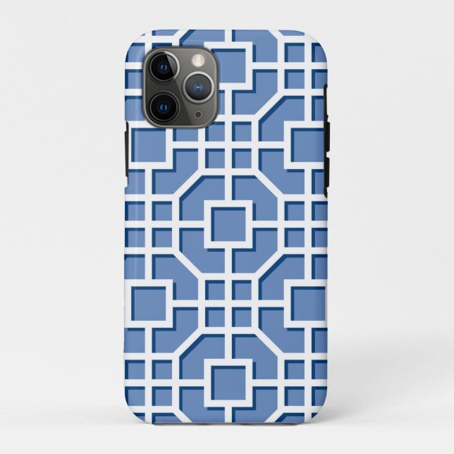 Chinoiserie Blau und Weiß Fret Muster Case-Mate iPhone Hülle (Rückseite)