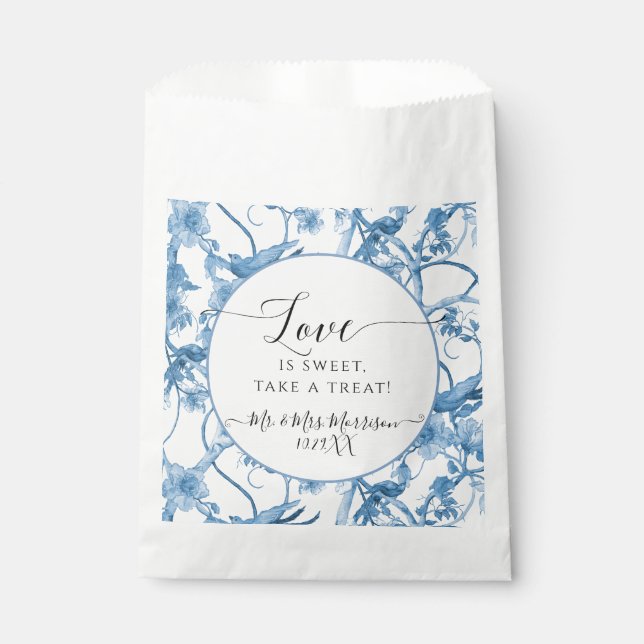 Chinoiserie Blau und Weiß Hochzeit Geschenktütchen (Vorderseite)