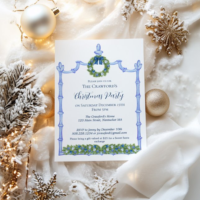 Chinoiserie Blau und weiße Weihnachten Einladung (Chinoiserie Blue Christmas Invitation)