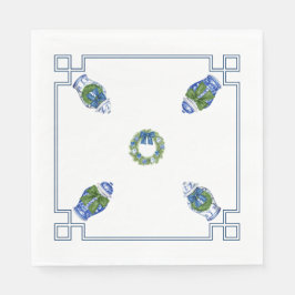 Chinoiserie Blau und weiße Weihnachten Serviette