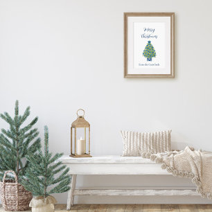 Chinoiserie Blau-Weiß-Christbaum Poster