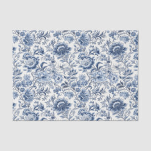 Chinoiserie Blau Weiße Blüten Blume Entdeckungsrei Seidenpapier
