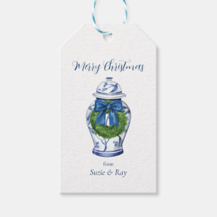 Chinoiserie Blau-Weiße Ingwer-Vase Geschenkanhänger