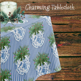 Chinoiserie Blau Weiße Teller Weihnachten Tischdecke