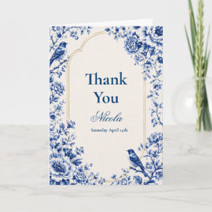 Chinoiserie Blaue Babyparty Dankeskarte