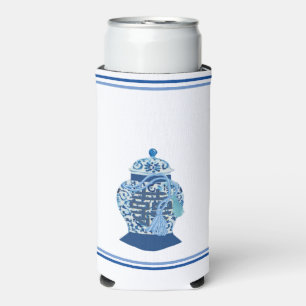Chinoiserie Blaue Ingwer-Glaskanne Flaschenkühler Selters Dosenkühler