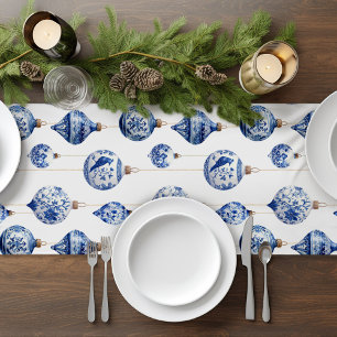 Chinoiserie Blaue Ornamente Weihnachten Kurzer Tischläufer