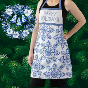 Chinoiserie Blaue Schneeflocken Personalisiert Schürze