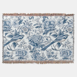 Chinoiserie Blaue und weiße Zinnen Blume Vögel Decke
