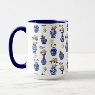 Chinoiserie blaue Vasen und Blumen  Tasse