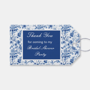 Chinoiserie Blaue Vögel und Blume Brautparty Geschenkanhänger