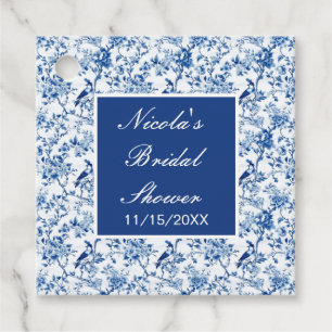 Chinoiserie Blaue Vögel und Blume Brautparty Geschenkanhänger