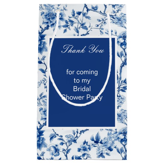 Chinoiserie Blaue Vögel und Blume Brautparty Kleine Geschenktüte (Vorderseite)