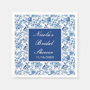 Chinoiserie Blaue Vögel und Blume Brautparty Serviette