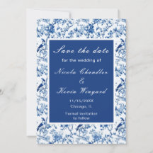 Chinoiserie Blaue Vögel und Blume Hochzeit