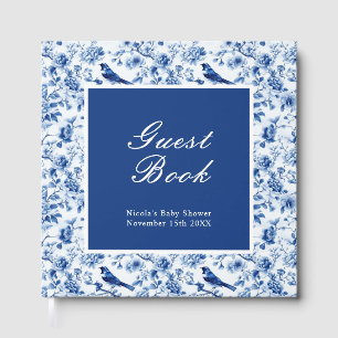 Chinoiserie Blaue Vögel und Blumen Baby Shower Gästebuch