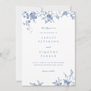 Chinoiserie Blauer Elegante Hochzeit Einladung