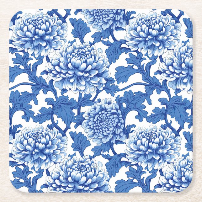 Chinoiserie Blauer Himmel Rechteckiger Pappuntersetzer (Vorderseite)