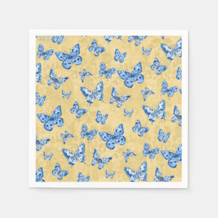 Chinoiserie Blauer weißer Schmetterling Faltenhose Serviette