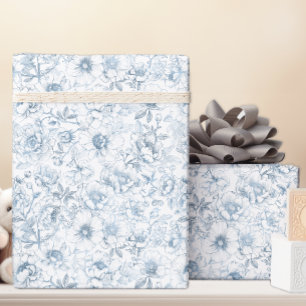 Chinoiserie Blaues Blumen-Geschenkpapier Geschenkpapier