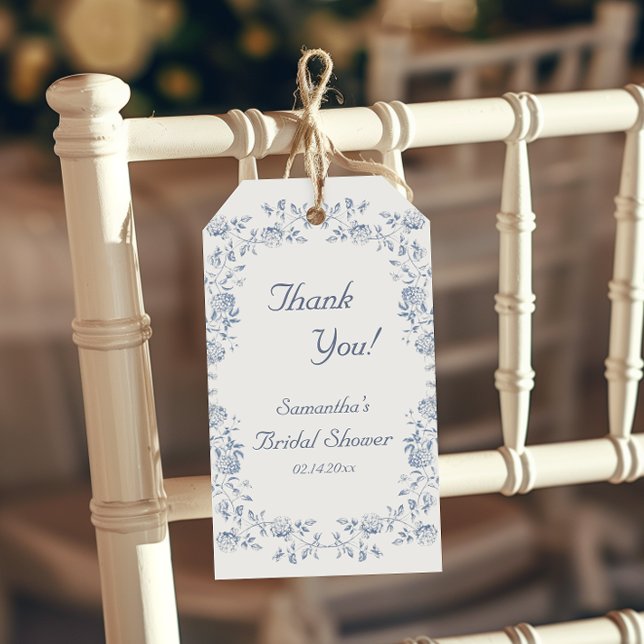 Chinoiserie Blaues Brautparty Geschenkanhänger (Von Creator hochgeladen)