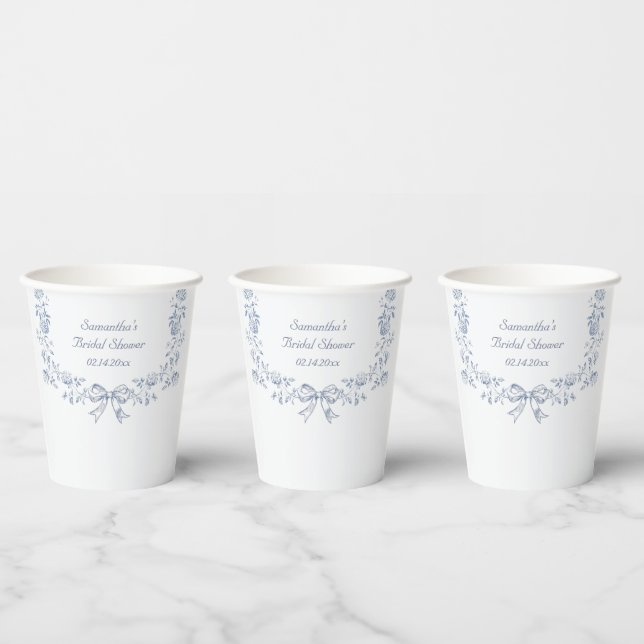 Chinoiserie Blaues Brautparty Pappbecher (Multi)