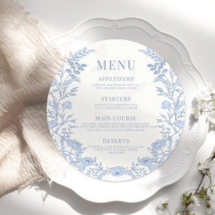 chinoiserie bleu classique mariage rond Menu plat