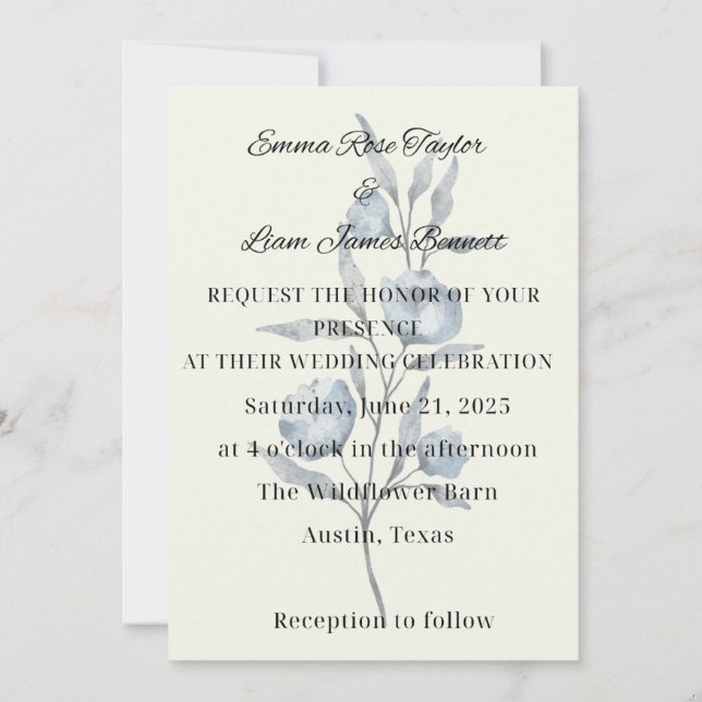 Chinoiserie Blue Blume Hochzeit Einladung (Vorderseite)