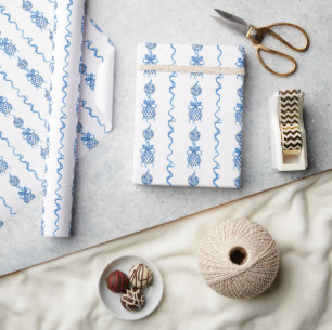 Chinoiserie Blue Bow Garland Weihnachten Geschenkpapier